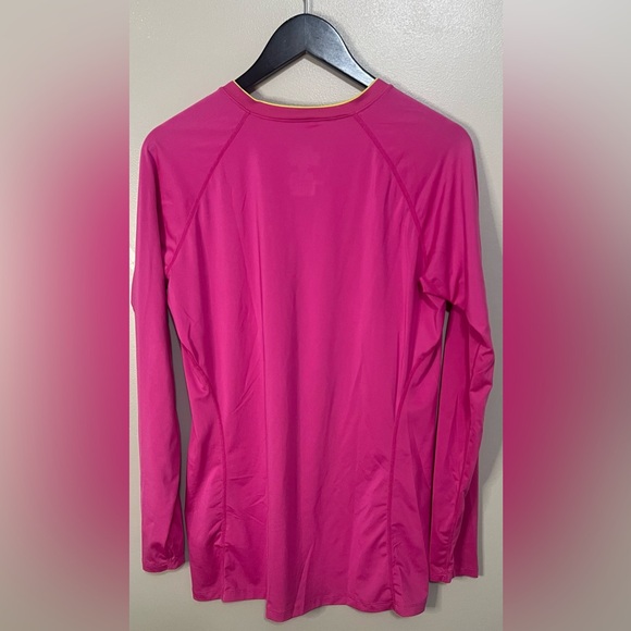 Nike Pro Combat Dri-Fit Pink Fitted V-Neck Long Sleeve Size XL - Picture 5 of 7
